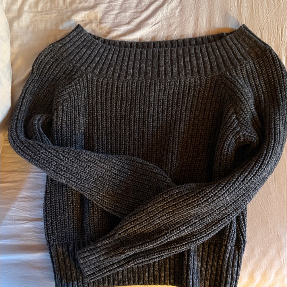 Hollister Charcoal Off-the-Shoulder Sweater